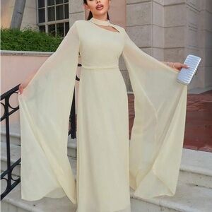 SHEIN butter yellow Long Sleeve Dress